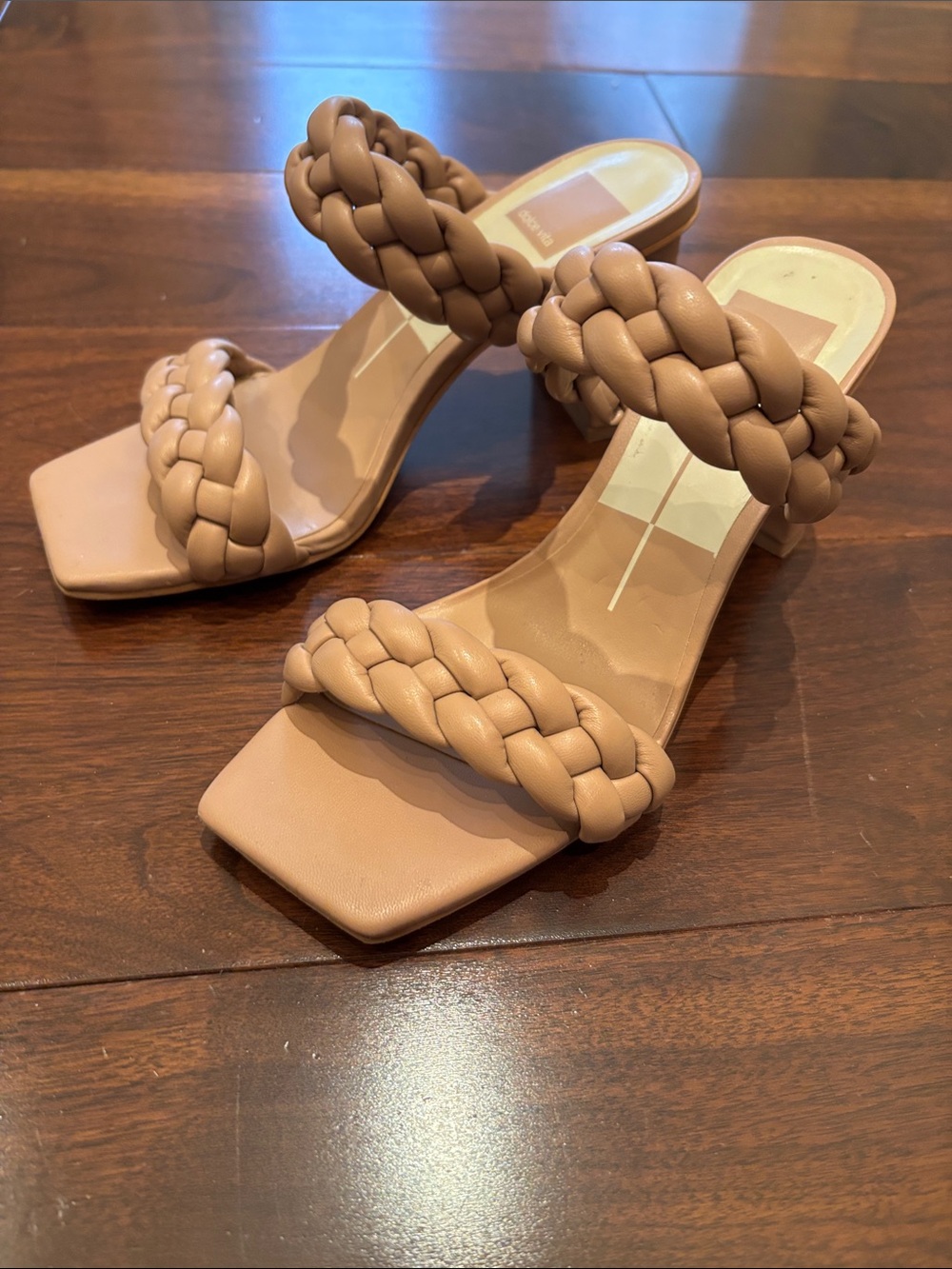 Dolce Vita Braided Double-Strap Slide Heels in Tan